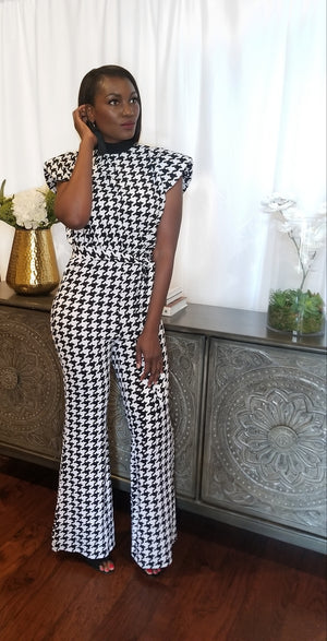 First Class Houndstooth Jumpsuit